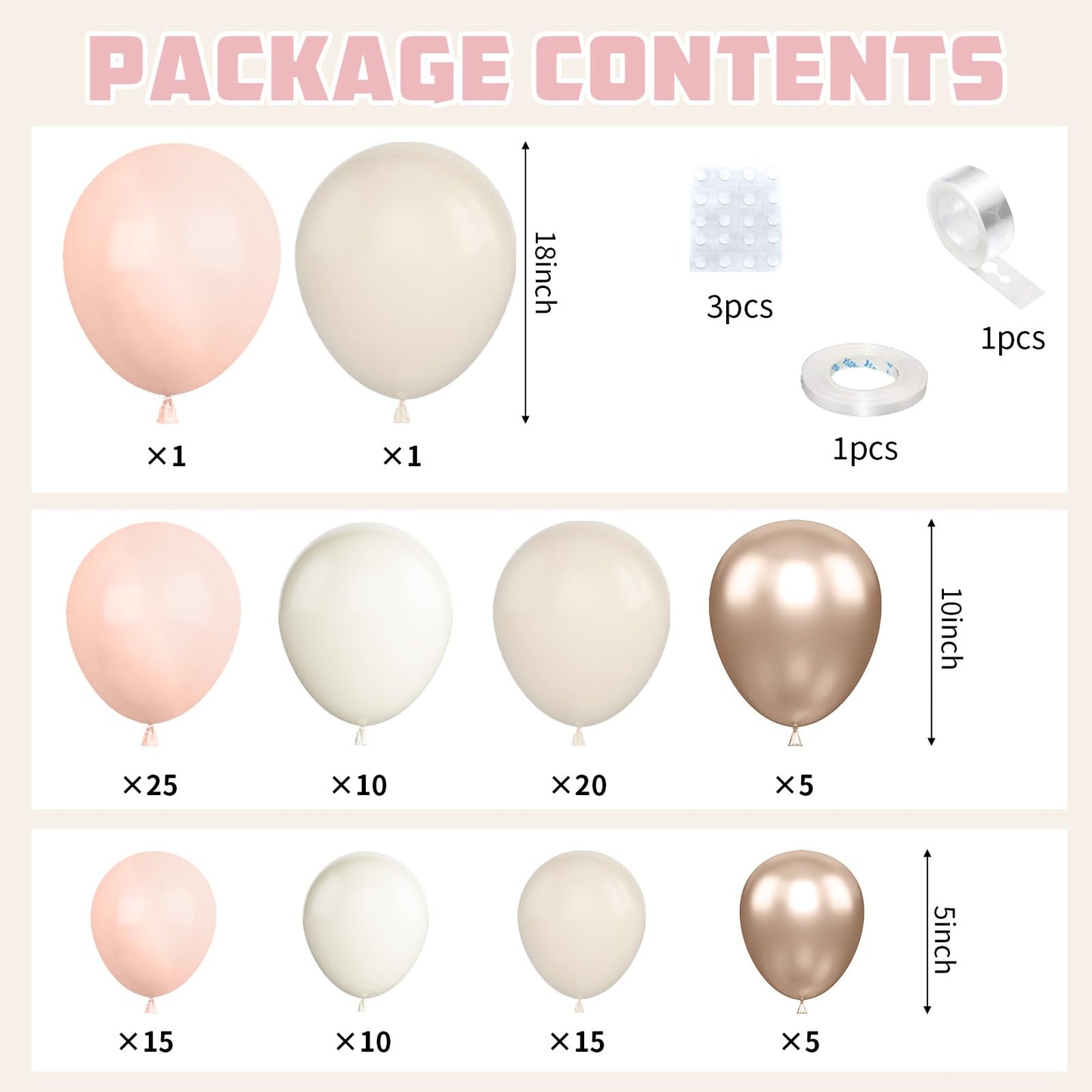 Ivory White Balloon Arch Kit,Boho Balloon Garland with Pastel Orange Cream Beige Champagne Gold White Sand Balloons for Neutral Baby Shower Wedding Boho Bridal Party Decorations
