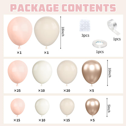 Ivory White Balloon Arch Kit,Boho Balloon Garland with Pastel Orange Cream Beige Champagne Gold White Sand Balloons for Neutral Baby Shower Wedding Boho Bridal Party Decorations