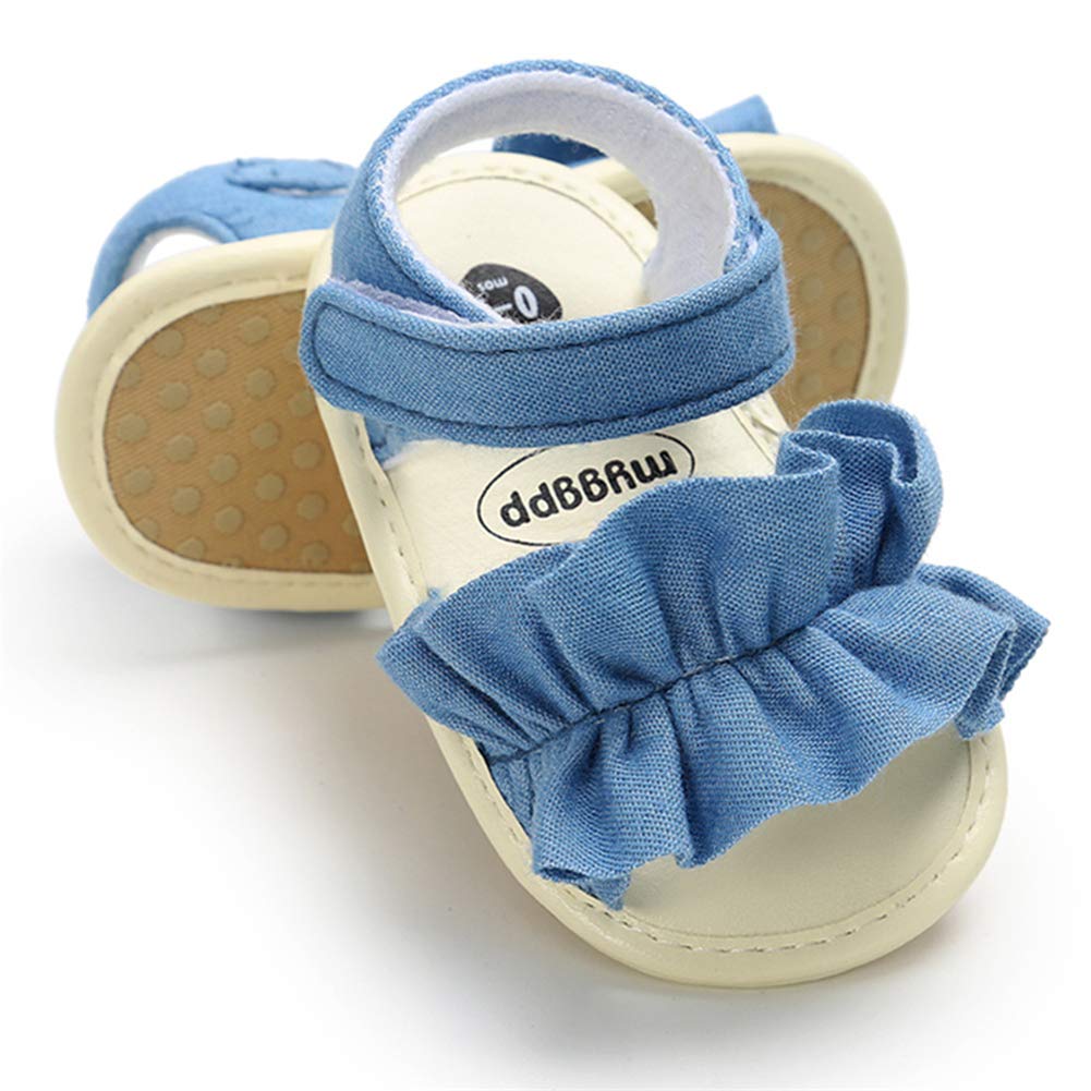 COSANKIM Infant Baby Girls Summer Sandals with Flower Soft Sole Newborn Toddler First Walker Crib Dress Shoes