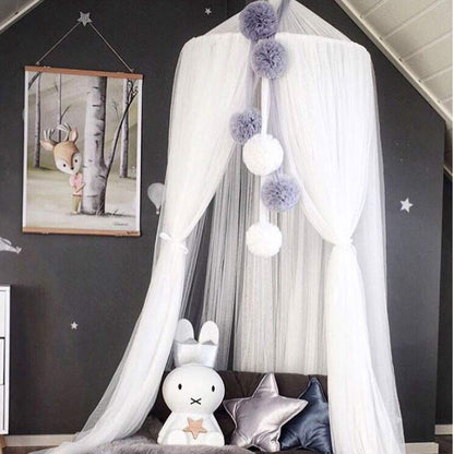 Bed Canopy for Girls - Princess Bed Canopy Mosquito Net Nursery Play Room Decor Dome Premium Yarn Netting Curtains Baby Game Dream Castle, Pink