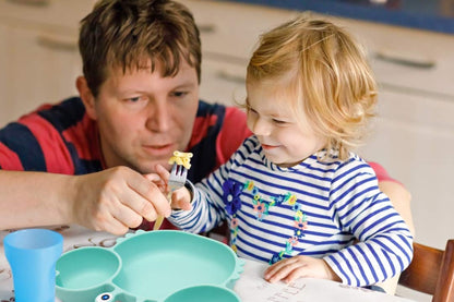 Silicone Suction Plate for Toddlers - Self Feeding Training Divided Plate Dish and Bowl for Baby and Toddler, Fits for Most Highchairs Trays, BPA Free Microwave Dishwasher Safe