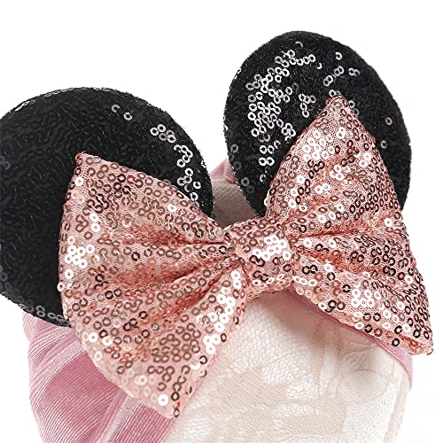 JIAHANG Baby Leopard Bows Turban Knotted Head Wraps, Hair Bows Headbands Stretchy Hair bands for Infant Toddlers Girls (pink leopard)