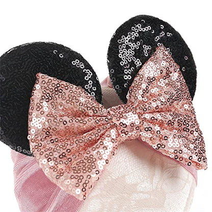 JIAHANG Baby Leopard Bows Turban Knotted Head Wraps, Hair Bows Headbands Stretchy Hair bands for Infant Toddlers Girls (pink leopard)