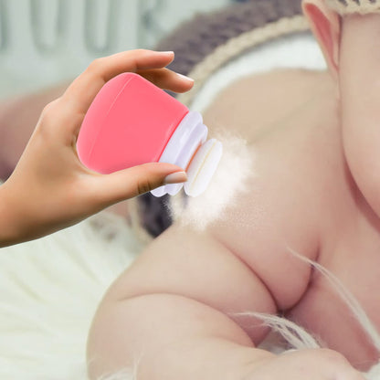 Cartoon Bears Baby Powders Puff Box, Pink Large-Capacity Powder Container with Sponge Puff, Safe and Gentle Design for Baby'S Skin, Portable for Home and Travel Use