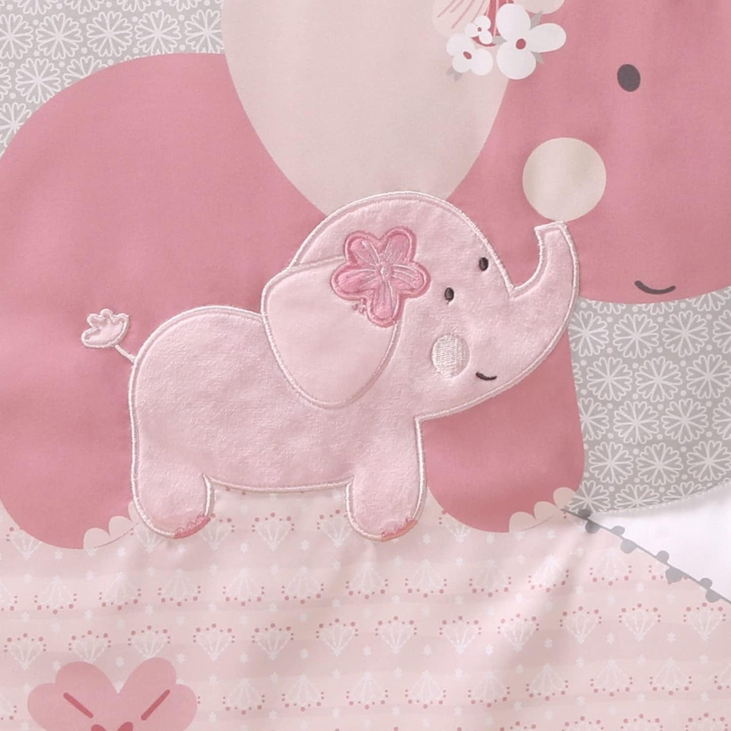 The Peanutshell 3 Piece Baby Crib Bedding Set for Girls - Newborn, Infant & Toddler Nursery Bed Set Decor with Fitted Crib Sheet, Dust Ruffle Comforter - Pink Elephant