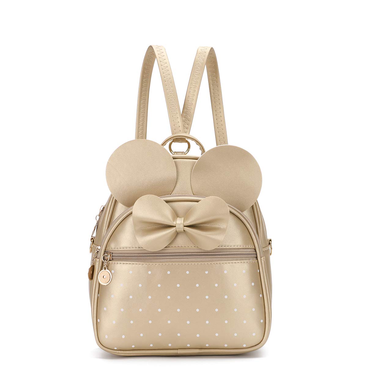 KL928 Girls Bowknot Polka Dot Cute Mini Backpack Small Daypacks Convertible Shoulder Bag Purse for Women