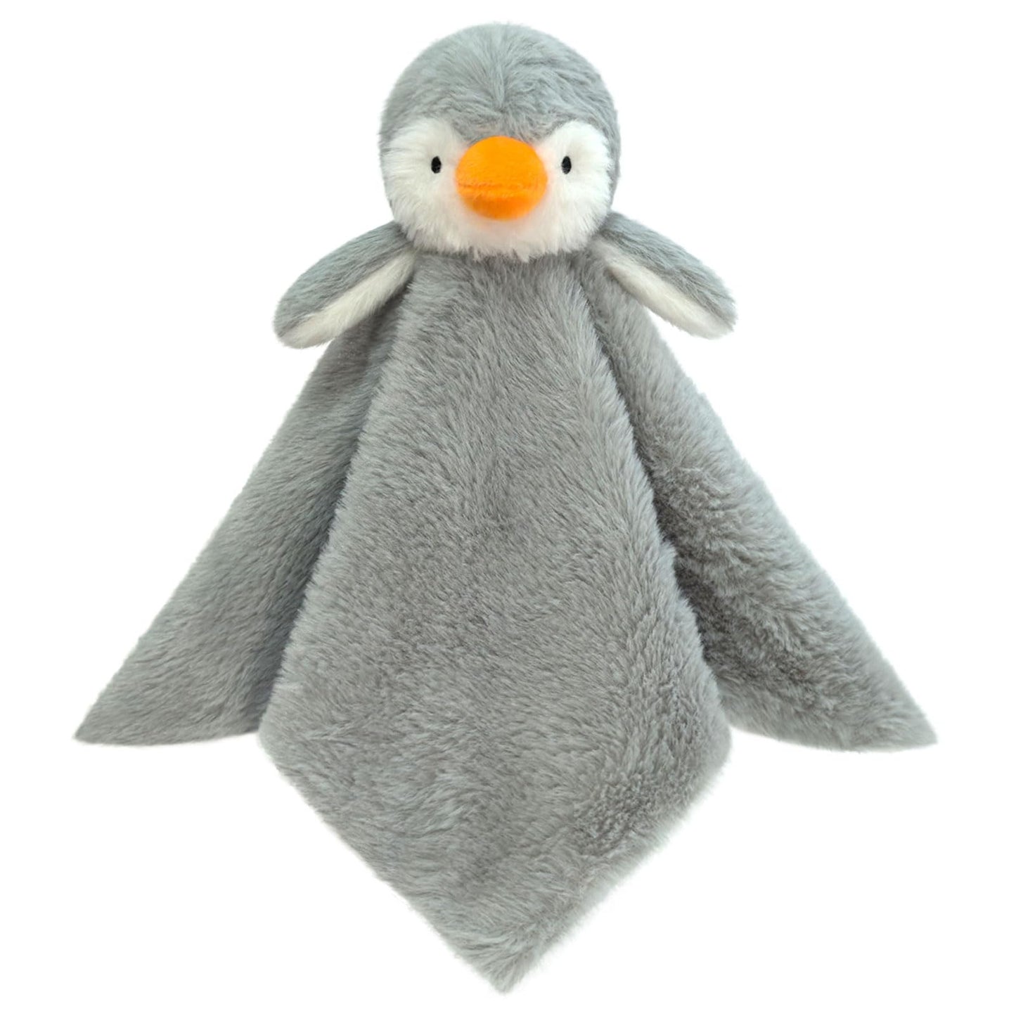 Baby Gray Penguin Soft Stuffed Animal Security Blanket, Plush Penguin Character Lovey Blanket, Baby Shower/Nursery Gift, Newborn Infant Toddler Snuggle Blankie for Girls Boys, 14 Inches