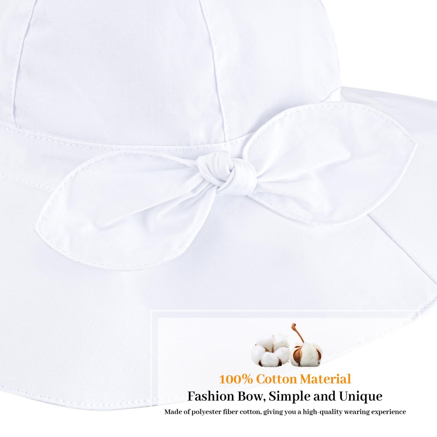 Baby Girl Sun Hat with UPF 50+ Outdoor Adjustable Beach Hat with Wide Brim Bucket Hats