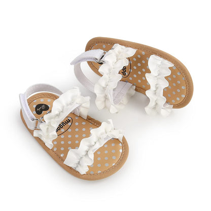 Meckior Infant Baby Girls Boys Summer Sandals Open Toe Lace Princess Dress Wedding Flats Shoes Newborn Toddler Soft Non-slip Sole First Walker Crib Shoes