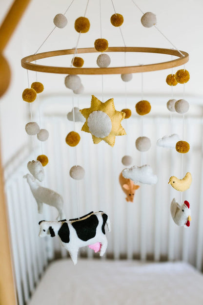 Baby Crib Mobile (Felt Rose) - Baby Shower Gift Nursery Decorations - Handmade Floral Decor for Girls