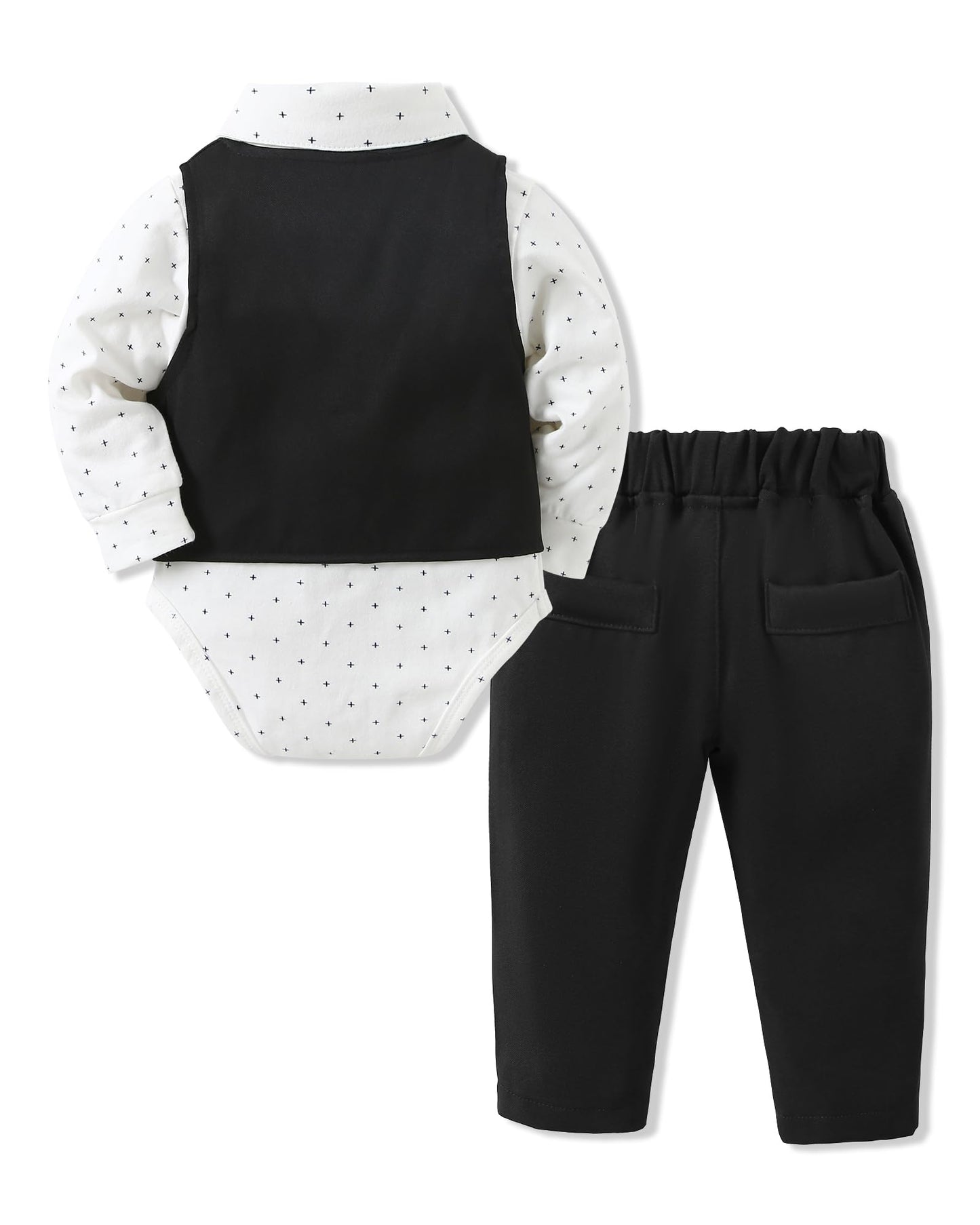 SANMIO Baby Boy Clothes Suits Infant Gentleman Outfit Collared Dress Shirt+Vest+Tie+Corsage+Pants 5Pcs Baby Suit Sets