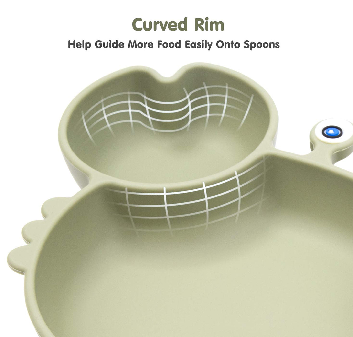 Silicone Suction Plate for Toddlers - Self Feeding Training Divided Plate Dish and Bowl for Baby and Toddler, Fits for Most Highchairs Trays, BPA Free Microwave Dishwasher Safe