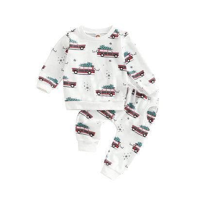 Engofs 2Pcs Toddler Baby Boy Girl Sweatshirt Tops Pants Set Long Sleeve Sweatsuit Fall Winter Outfits