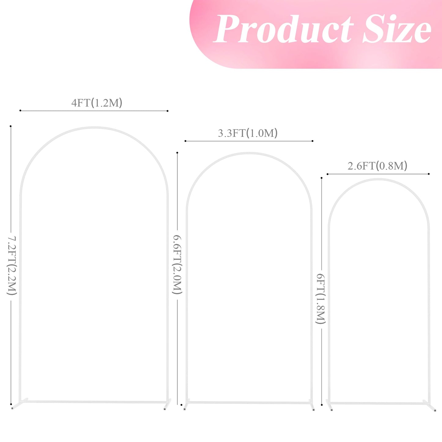 Wokceer Wedding Arch Backdrop Stand 6FT, 5FT, 4FT Set of 3 Gold Metal Arch Stand for Wedding Ceremony Baby Shower Birthday Party Decor