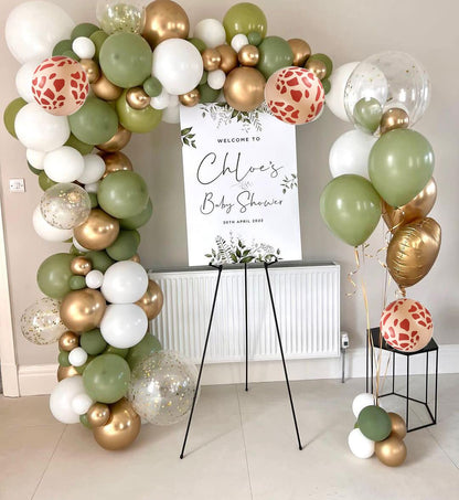 Sage Green Gold White Party Balloons, 50Pcs Sage Green and Gold Confetti Party Balloons For Birthday Baby Shower Engagement Wedding Anniversary Party Decorations