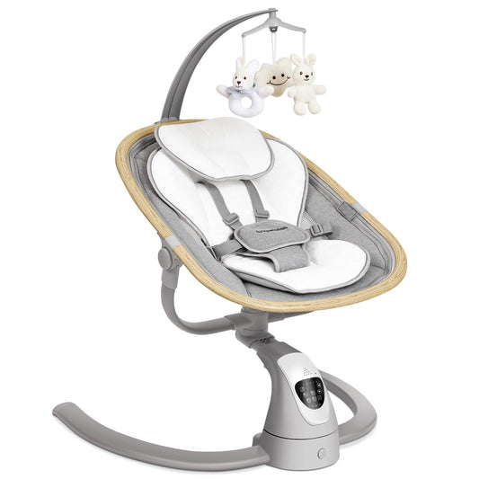 Angelbliss Baby Swing with Cry Detection, Side-to-Side Electric Swing with 5 Speeds, 180° Rotation, Indoor for Infants and Toddlers (Black)