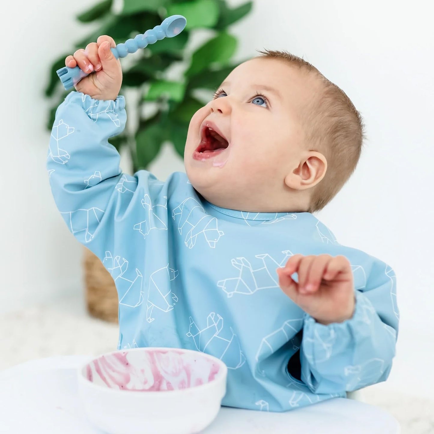 Ryan & Rose Ultimate Utensil Set of 3 Silicone Baby Spoons Silicone baby feeding set for baby led weaning, baby spoons self feeding 6 months, baby utensils, toddler utensils (Rose), Child
