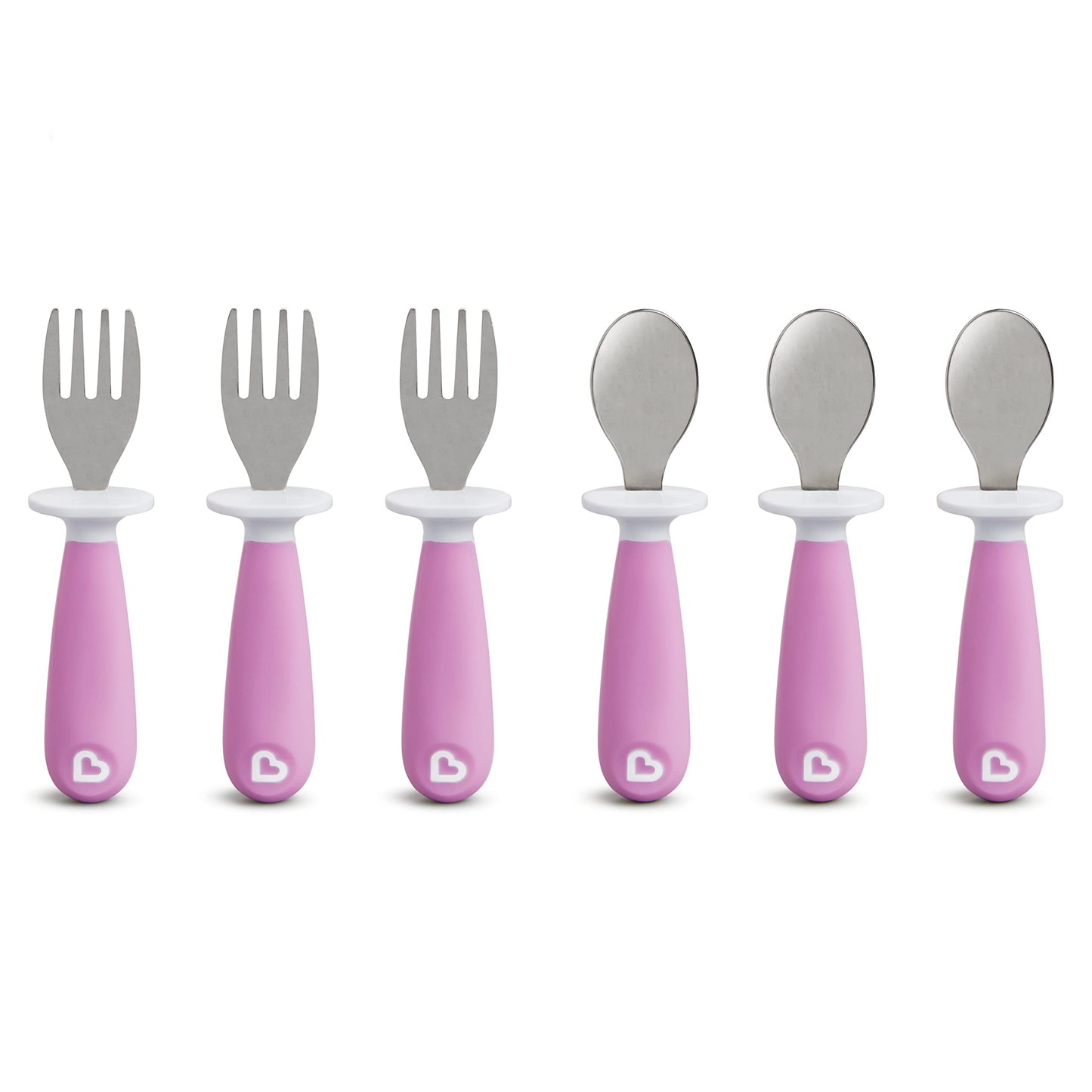 Munchkin® Raise™ Toddler Fork and Spoon Utensil Set, Rest Keeps Tip Off Table, BPA Free, 4 Pack, Blue/Green