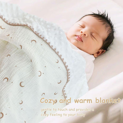 Baby Soft Muslin Thick Blanket Cotton and Dotted Backing Double Layer Receiving Blanket 40"x40" Bunny