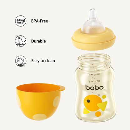 YOHKOH PPSU Baby Bottle Wide Neck, Newborn Anti-Colic Baby Bottle with Natural Response Nipple, Streamlined Body, Easy to Clean (8.8oz (Pack of 2), Yellow)
