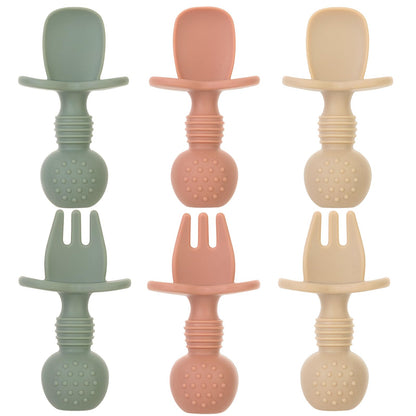 6 Pack Baby Spoons and Forks Set, Silicone Baby Spoons Self Feeding 6 Months for Toddler Utensils,BPA Free, Baby Led Weaning Supplies Feeding Essentials,Dishwasher and Boil Safe