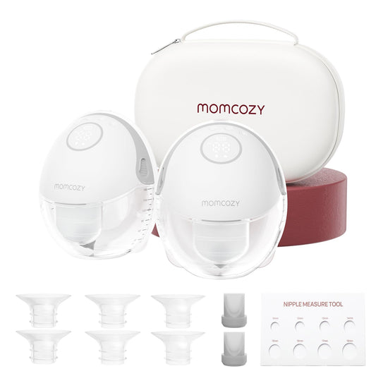 Momcozy Breast Pump Hands Free Mobile Style | M6, Wearable Breastfeeding Pump Ideal Rhythm for More Milk, DoubleFit Flange More Fit & Discreet with 3 Modes & 9 Levels, 24mm - 2 Pack Cozy Red