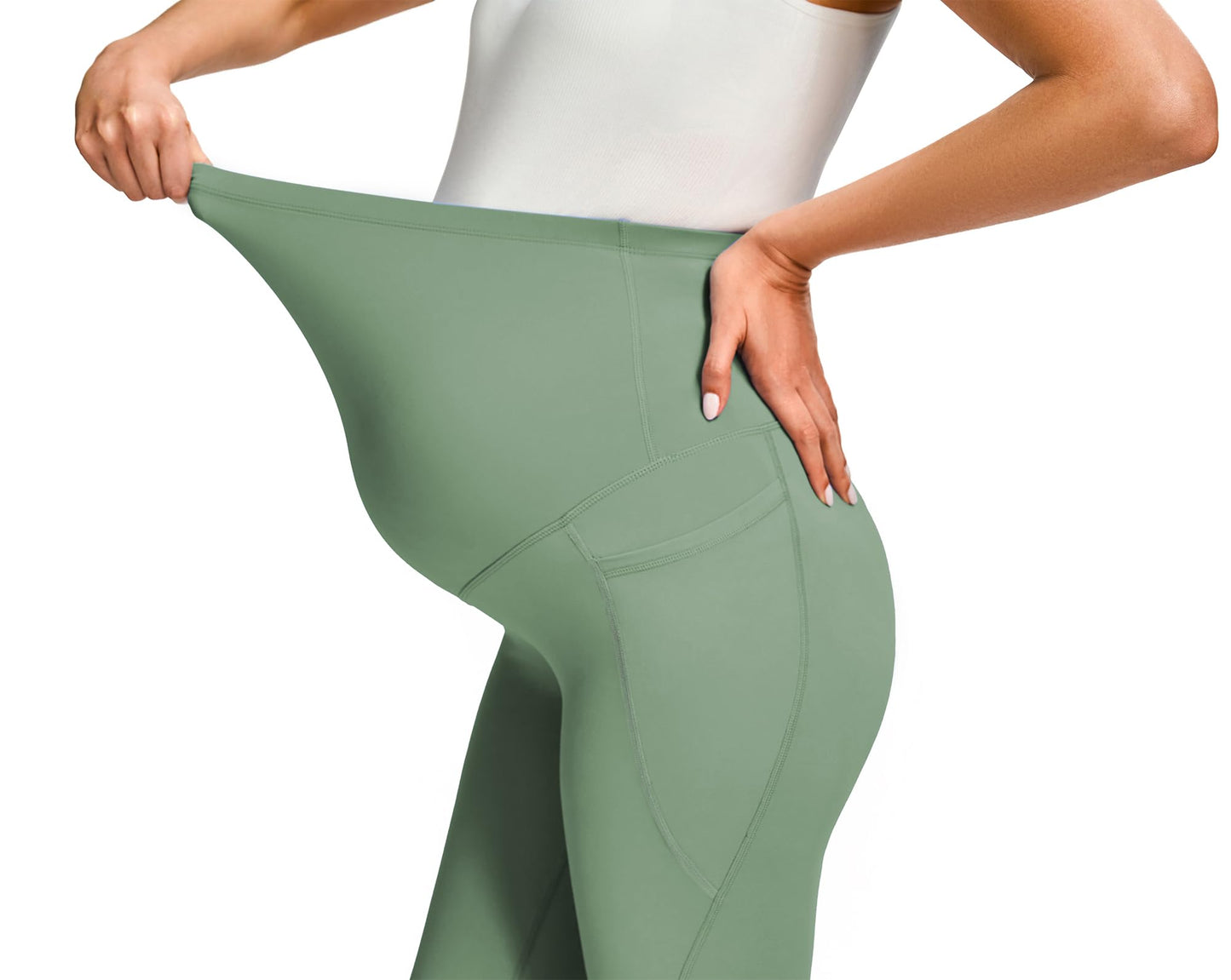 JOYSPELS Smooth Feeling Maternity Leggings Over The Belly with Pockets Workout Pregnancy Leggings