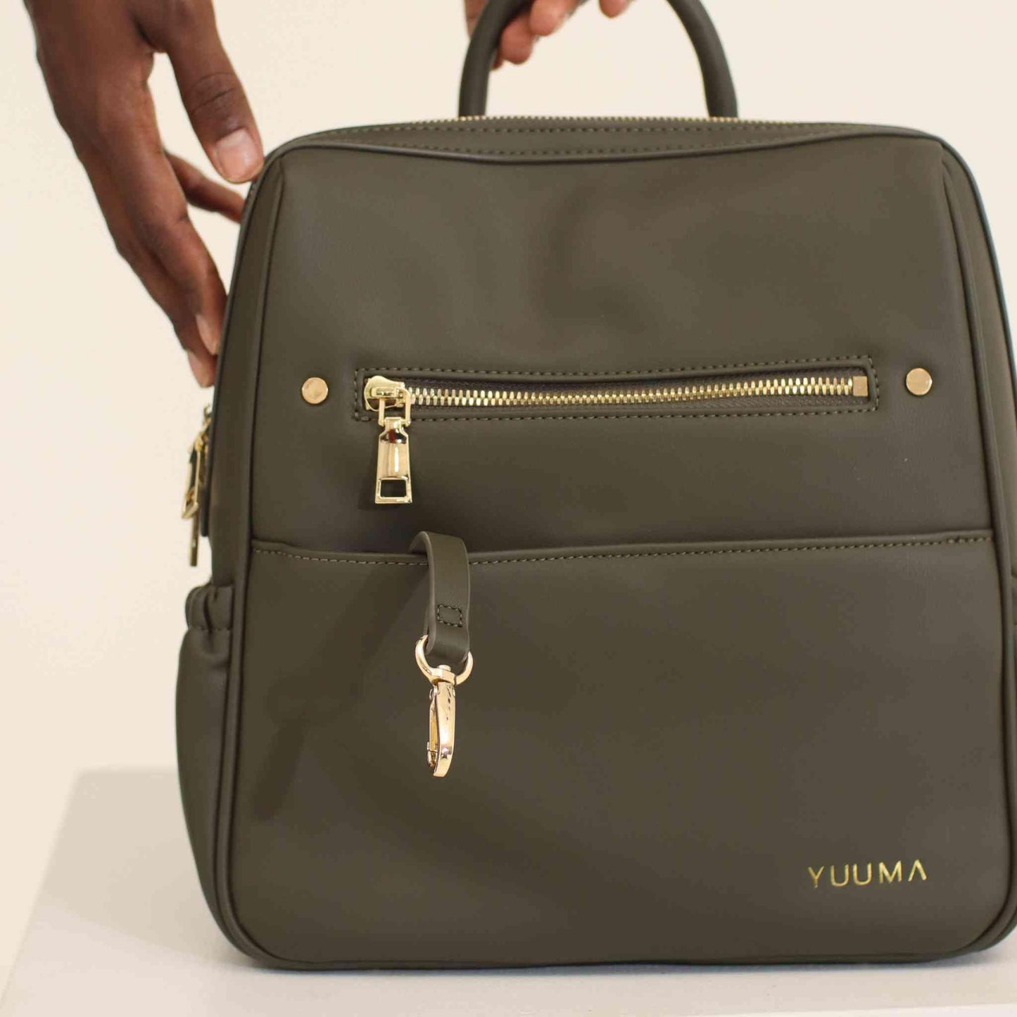 Mini Diaper Bag Backpack-Minimalist bag With Premium Vegan Leather Material With 7 Interior and 5 External Pockets (Onyx)