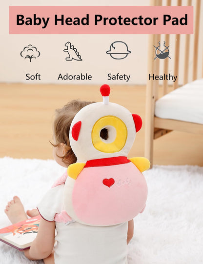 JunNeng Baby Head Protector Backpack, Toddler Walking Fall Head Protection, Pink Butterfly
