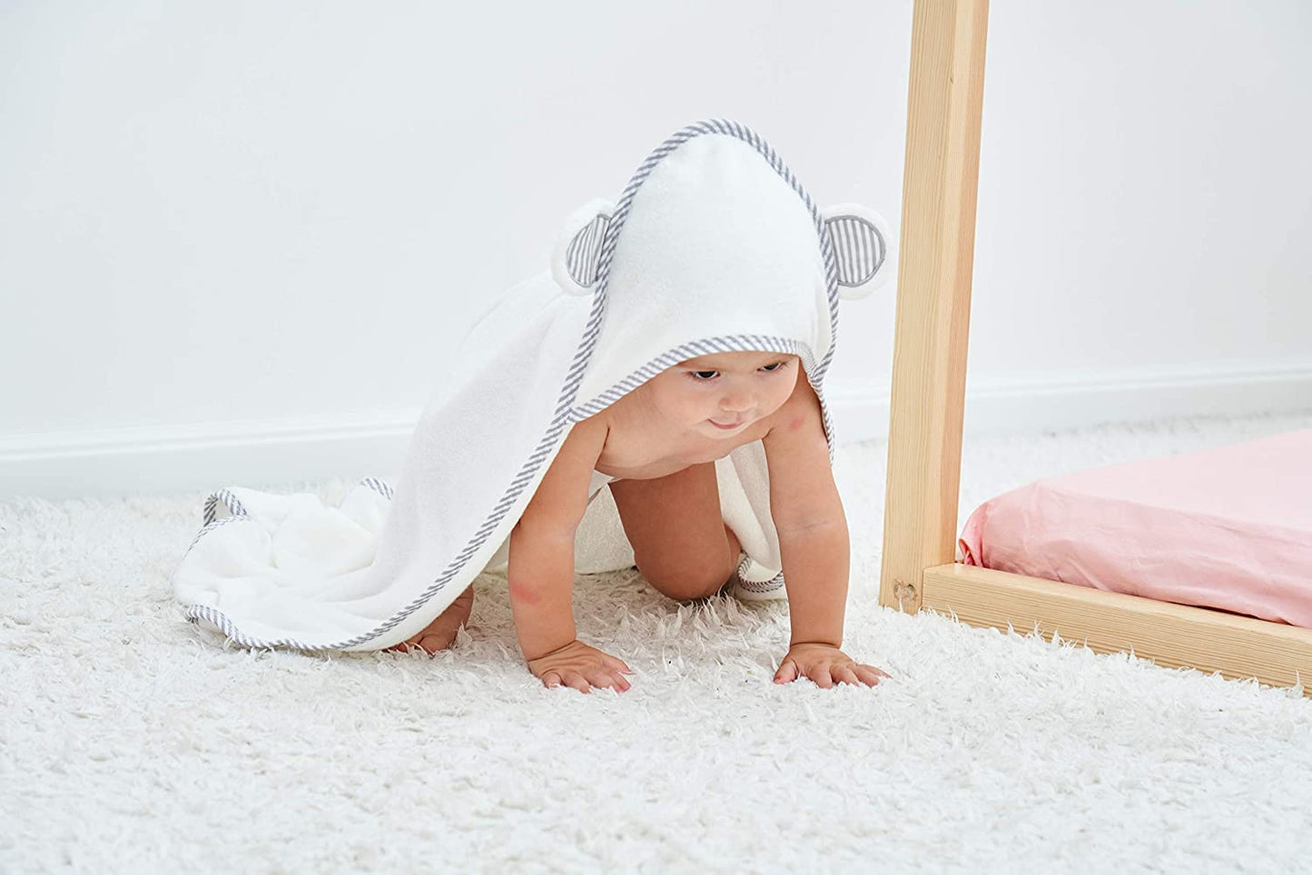 HIPHOP PANDA Hooded Towel - Rayon Made from Bamboo, Bath Towel with Bear Ears for Newborn, Babie, Toddler, Infant - Absorbent Large Baby Towel - Yellow Duck, 30 x 30 Inch