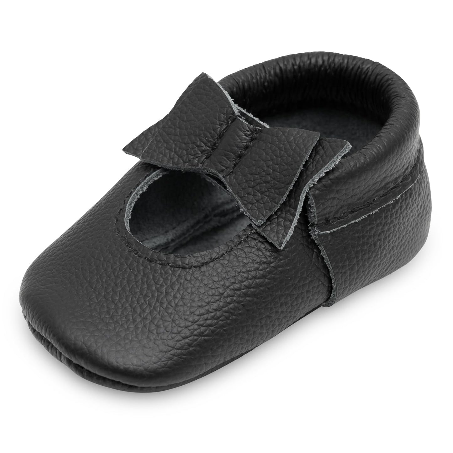 BirdRock Baby Bow and Knot Moccasins - Genuine Leather Baby Girl Shoes