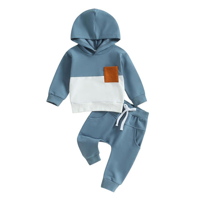 Infant Baby Boy Fall Winter Clothes Outfits Hooded Long Sweatshirt Pants Set Toddler Clothes 6 12 18 24 Months 2T