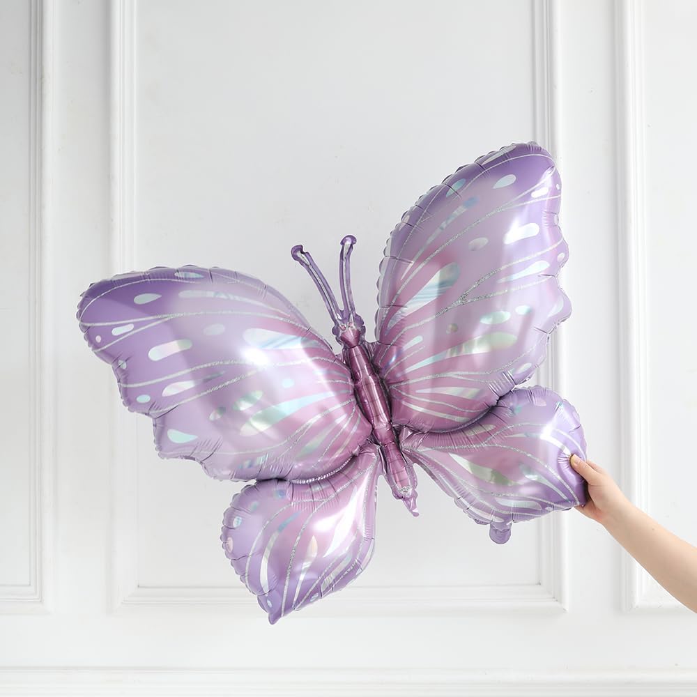 Fairy Butterfly Balloon Arch Kit,125Pcs Pastel Purple Pink Balloon Garland with Butterfly Foil Balloons for Fairytale Birthday Baby Shower Wedding Party Decorations