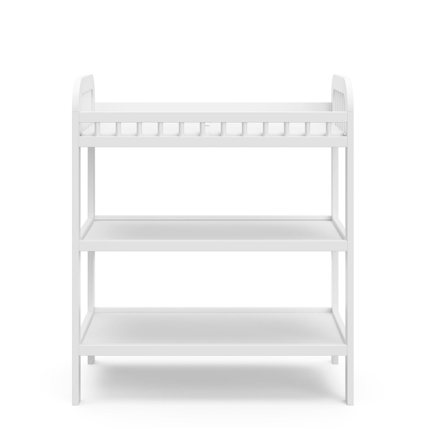 Storkcraft Pasadena Changing Table with Water-Resistant Changing Pad (Driftwood) - GREENGUARD Gold Certified, Includes Bonus Water-Resistant Changing Pad with Safety Strap, 2 Open Shelves