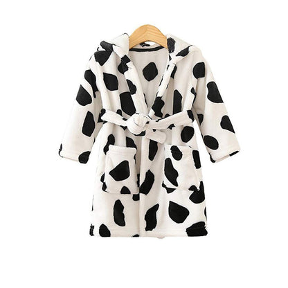 Unisex Baby Hooded Bathrobe Kids Flannel Pajamas Dressing Gown for Boys Girls