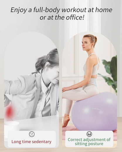 YOTTOY Anti-Burst Exercise Ball for Working Out, Yoga & Pregnancy, Extra Thick Workout Ball for Physical Therapy & Fitness