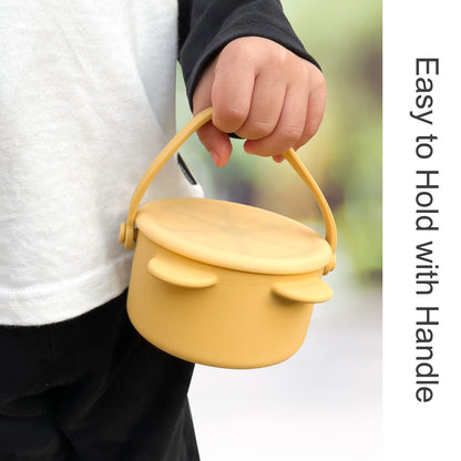 Silicone Snack Cups for Toddlers, Toddler Snack Containers, Baby Treat Catcher with DustProof Lid 2 Pack Dishwasher Safe and BPA Free 9 Oz