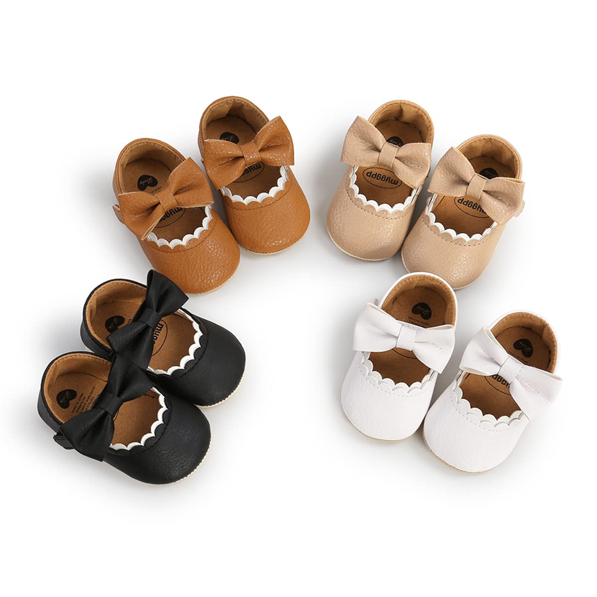 COSANKIM Baby Girls Mary Jane Flats Shoes Anti-Slip Rubber Sole Infant Toddler Princess Wedding Dress Shoes