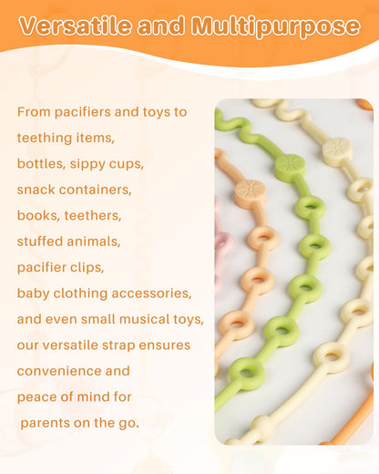 Toy Straps for Baby, 5pcs Adjustable Toy Holder for Stroller Accessories, Silicone Baby Tether Pacifier Clip, No Throw Baby Travel Essential Leash for High Chair, Car Seat (Gril-5 Pack)