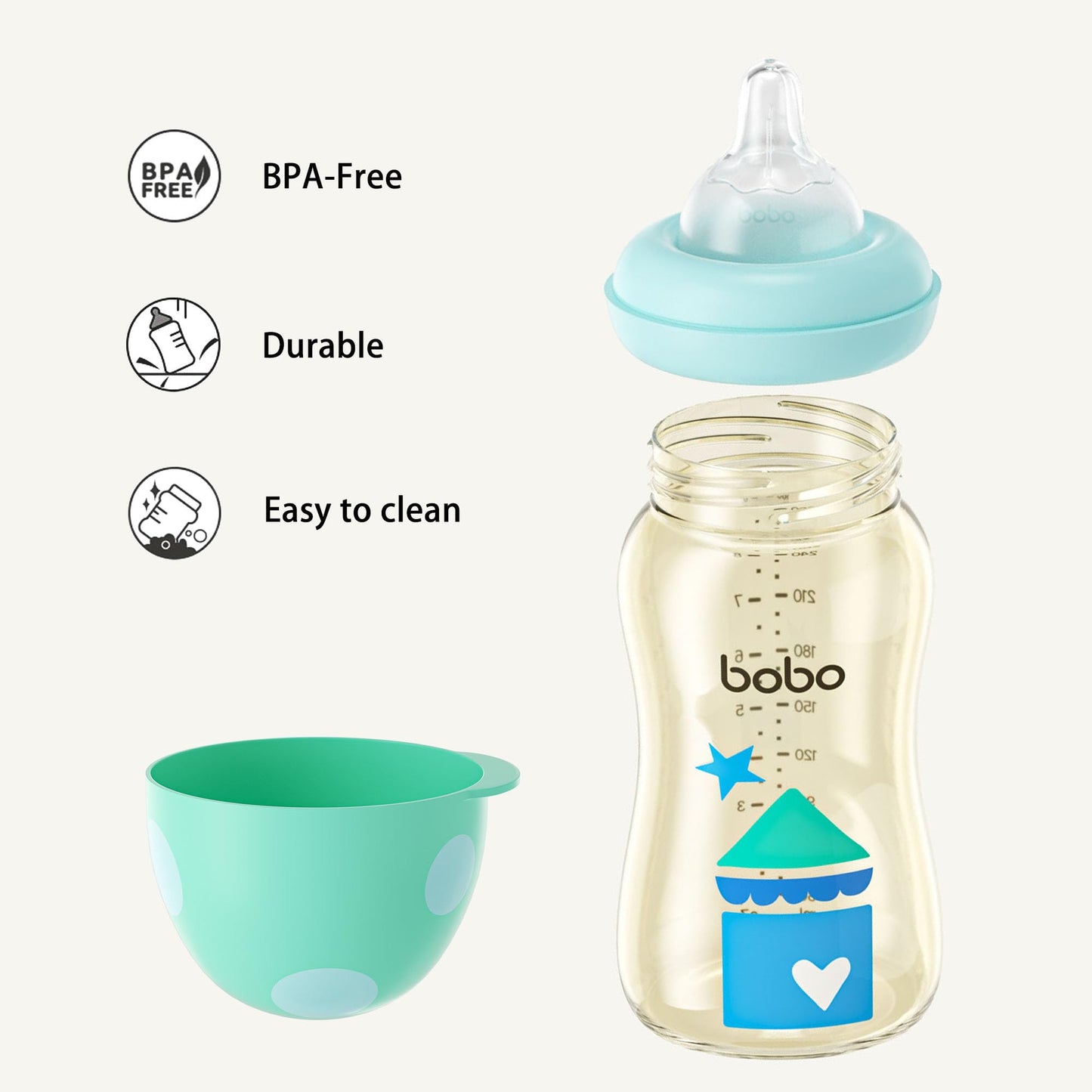 YOHKOH PPSU Baby Bottle Wide Neck, Newborn Anti-Colic Baby Bottle with Natural Response Nipple, Streamlined Body, Easy to Clean (8.8oz (Pack of 2), Yellow)