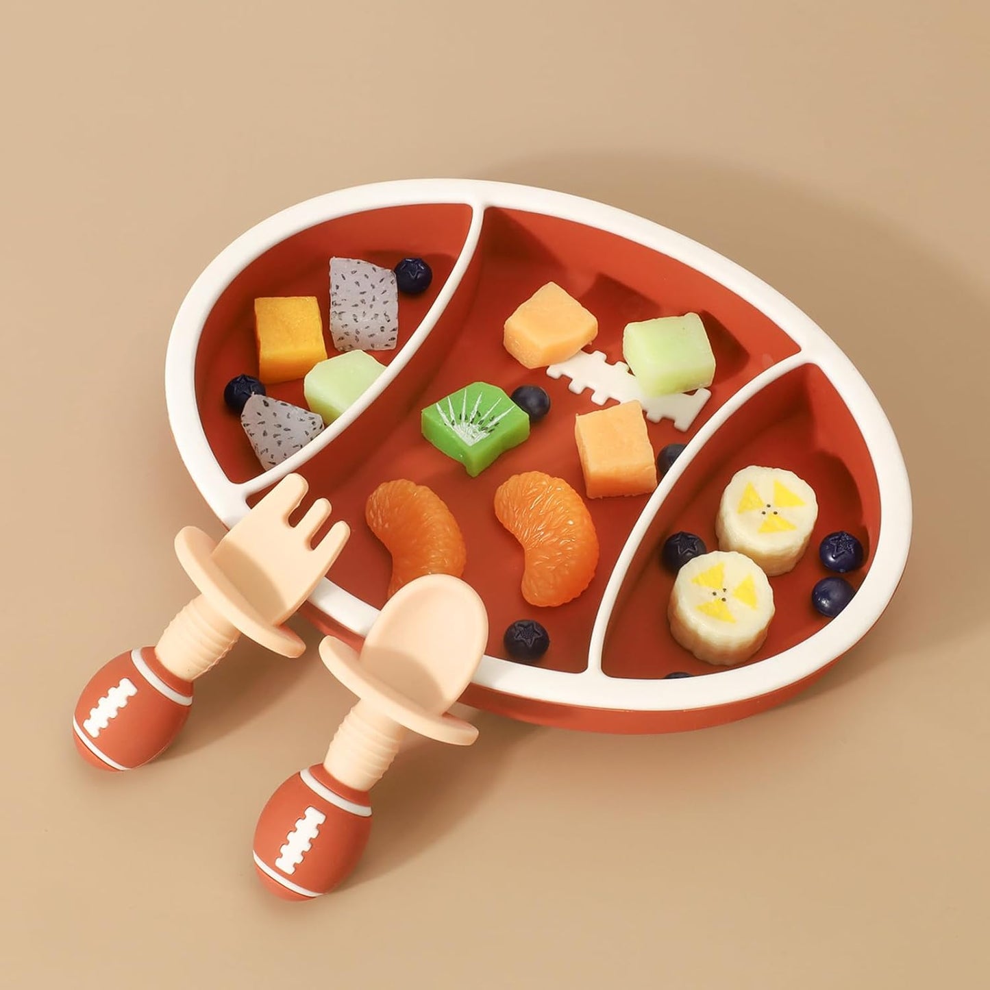 Toddler Plates Silicone, Baby Divided Suction Plate Dish for Toddler Kids Self Feeding, BPA Free Dishwasher and Microwave Safe