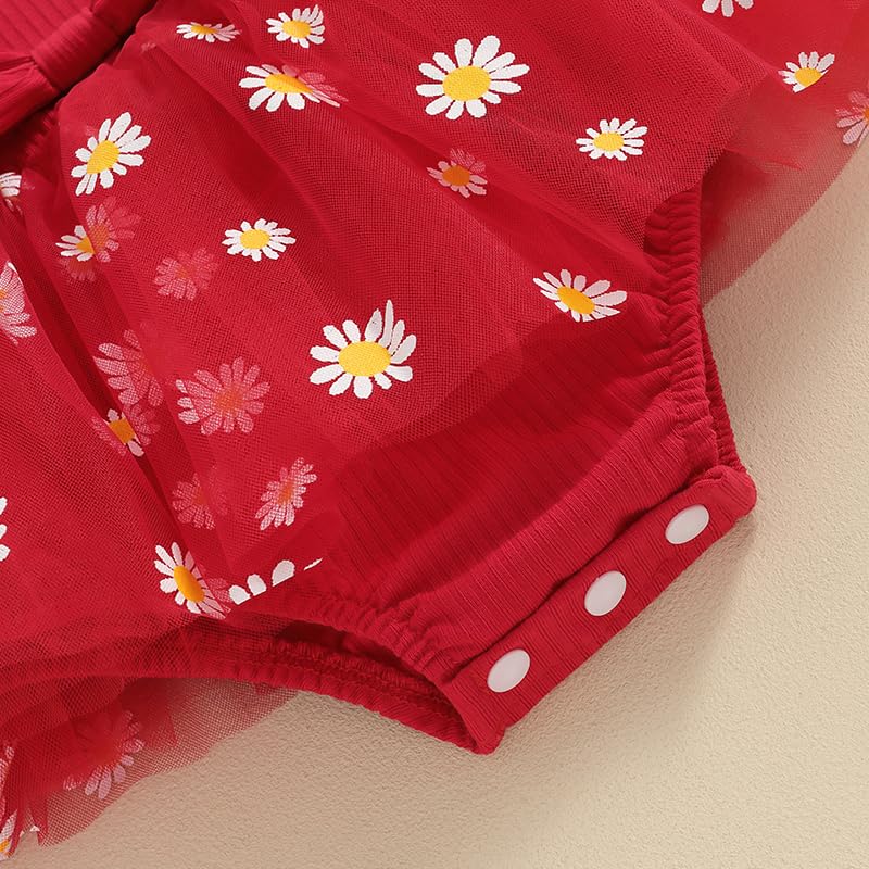 Baby Girls Daisy Romper Bowknot Bodysuit+Headband Short Sleeve Playsuits Floral Jumpsuit Infant Summer Clothes