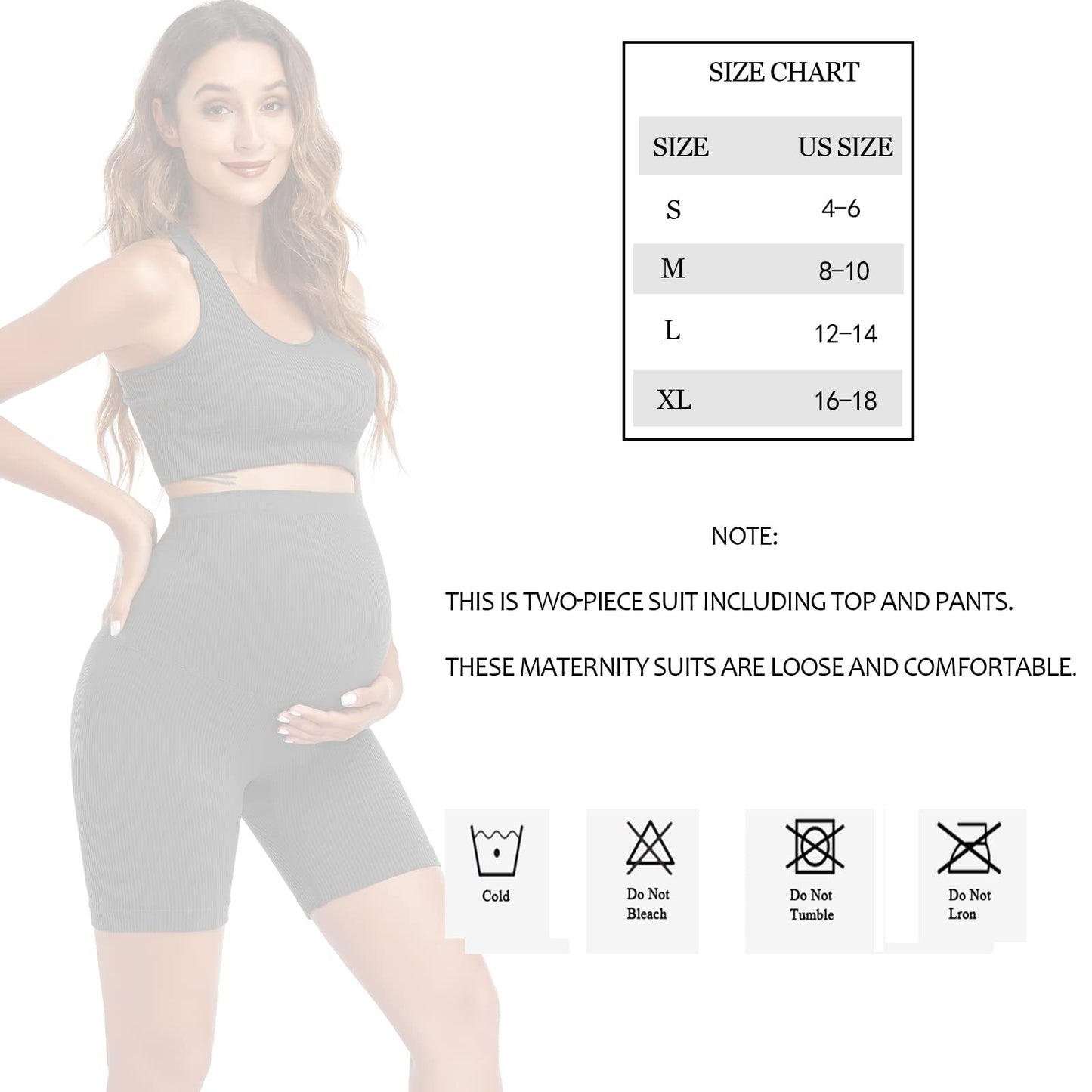 Women's Maternity 2 Piece Outfit Set - Bra & Shorts for Pregnancy - Yoga workout Lounge Wear Sets