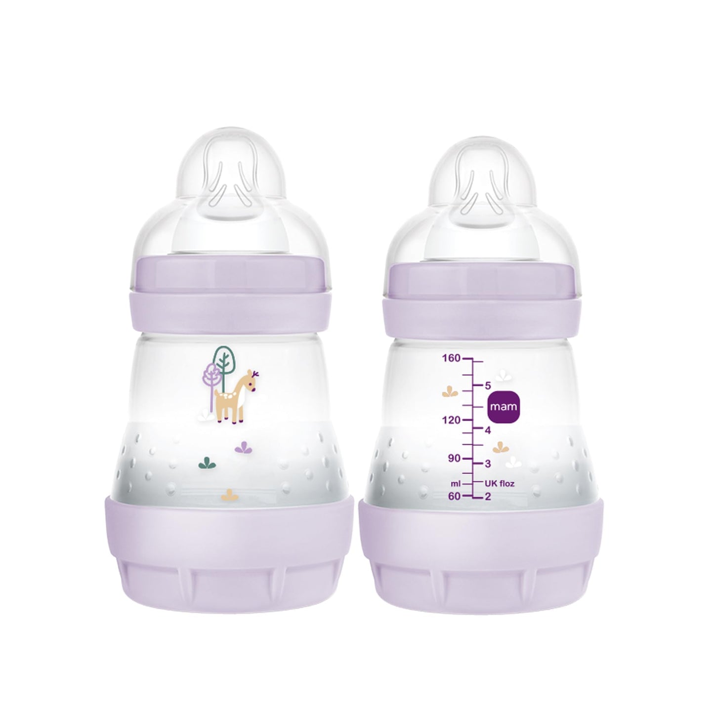 MAM Easy Start Anti-Colic Baby Bottles, Extra Slow Flow, Breastfeeding-Like Silicone Nipple Bottle, Reduces Colic, Gas, & Reflux, Easy-to-Clean, BPA-Free, Vented Baby Bottles for Newborns, 0-3 Months