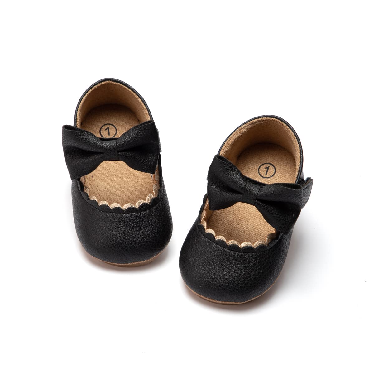 ohsofy Infant Baby Girls Mary Jane Flats Non-Slip Bowknot Princess Wedding Dress Shoes Toddler Crib Shoes