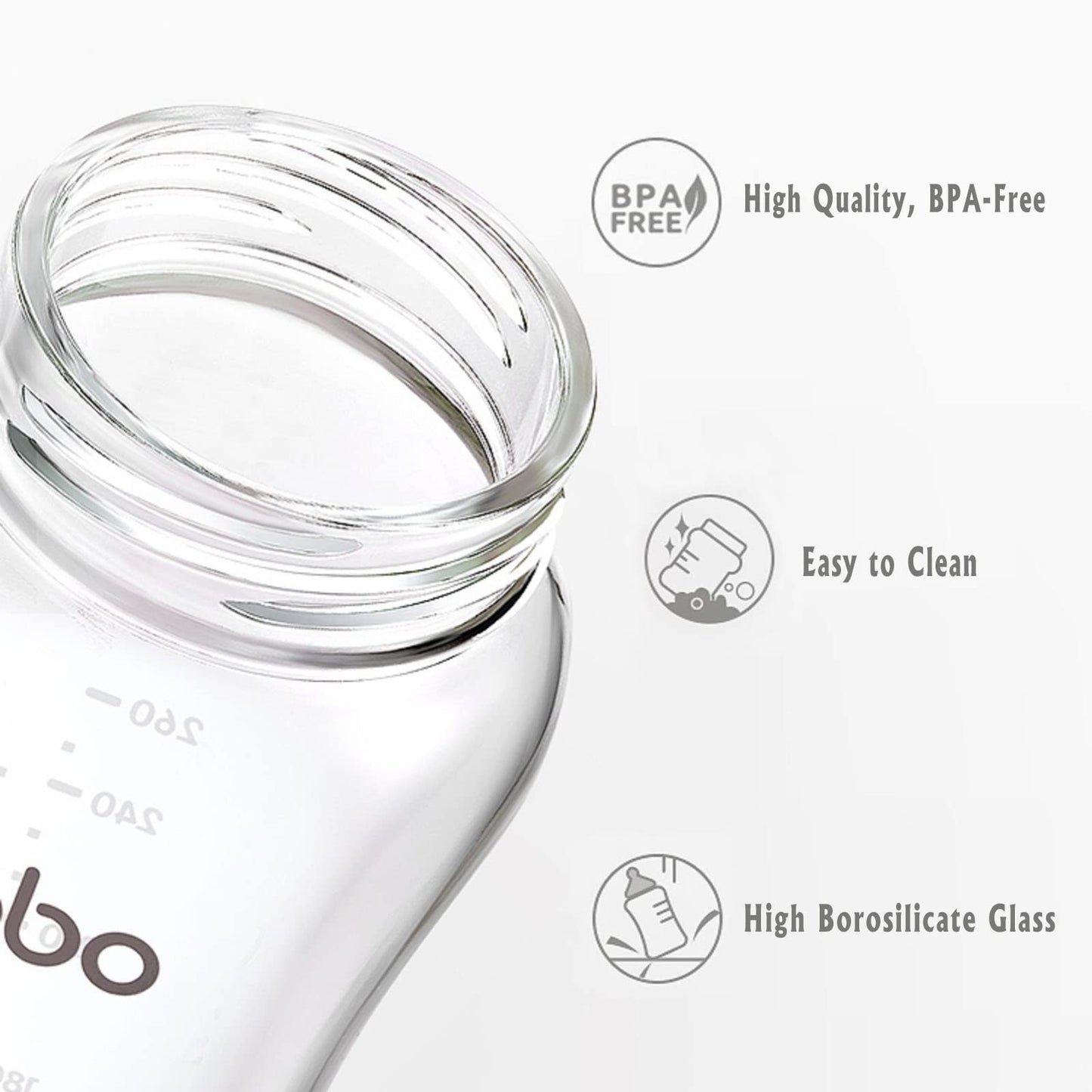 YOHKOH Natural Glass Baby Bottle with Natural Response Nipple, Newborn Anti-Colic Baby Bottles, Wide Neck Mushroom Cap Baby Bottle, Clear (8.8ounce (Pack of 4), Multicolour1)