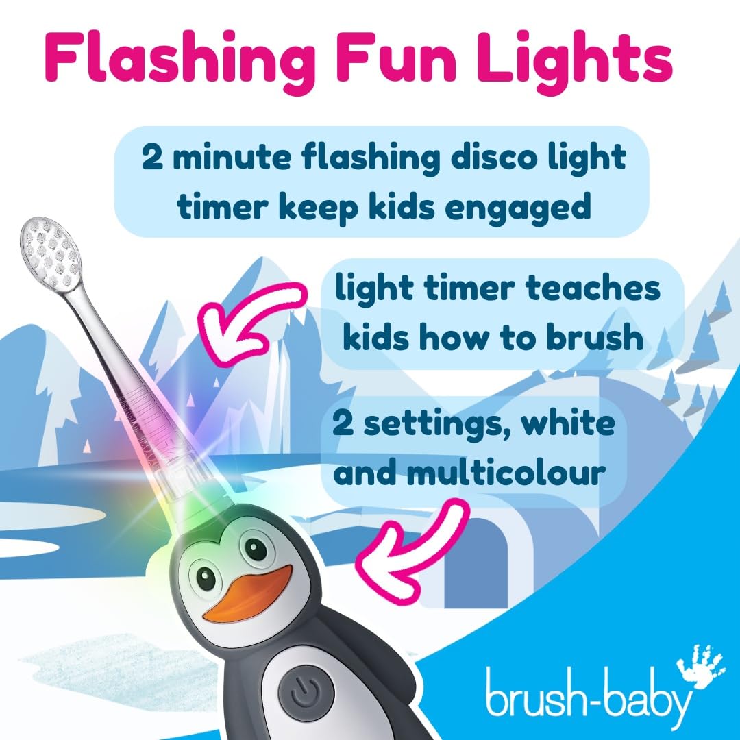 brush-baby WildOnes™ Rechargeable Kids Electric Toothbrush – Toby Tiger | Flashing Lights, 2-Min Timer, Waterproof, 3 Brush Heads | Toddler & Child Toothbrush Ages 0-10 | Soft Bristles