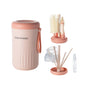 Travel Silicone Baby Bottle Cleaner Brush Set, Foldable Baby Bottle Drying Rack, Essential Cleaning Set for Outdoor Travel, Pink