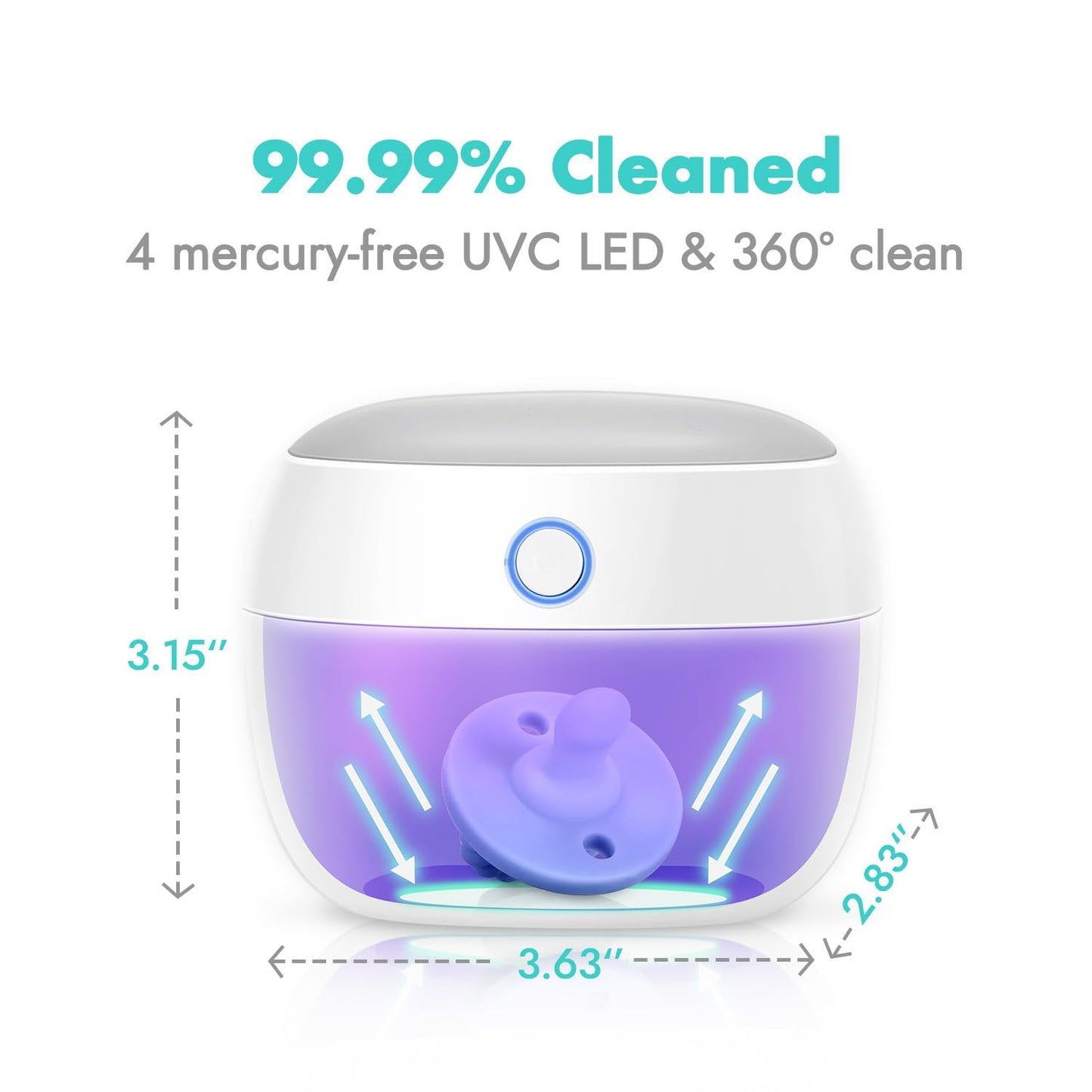 Papablic Portable Pacifier Sanitizer, UV Light Sanitizer Case for Pacifier, USB Rechargeable Mini Pacifier Sanitizer Box, 99.9% Cleaned in 59 Seconds