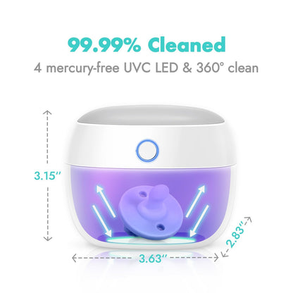 Papablic Portable Pacifier Sanitizer, UV Light Sanitizer Case for Pacifier, USB Rechargeable Mini Pacifier Sanitizer Box, 99.9% Cleaned in 59 Seconds